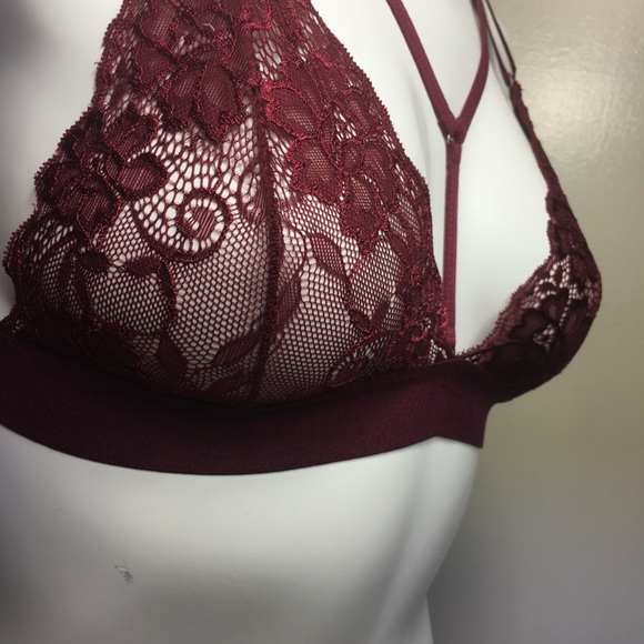 Red wine floral lace bralette super sexy Large - Picture 8 of 8